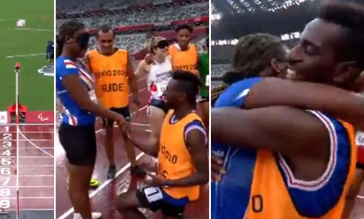 Un Olympien fait une parfaite grande demande